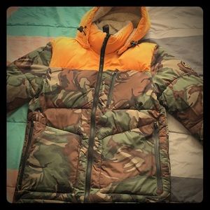 MENS SUPERDRY FATIGUE MUSTARD HOODED WINTER JACKET